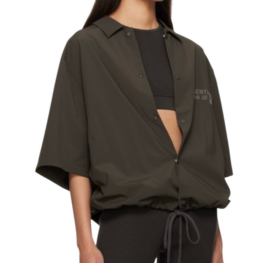 Essentials Fear Of God Army‎ Green Short Sleeve Nylon Shirt